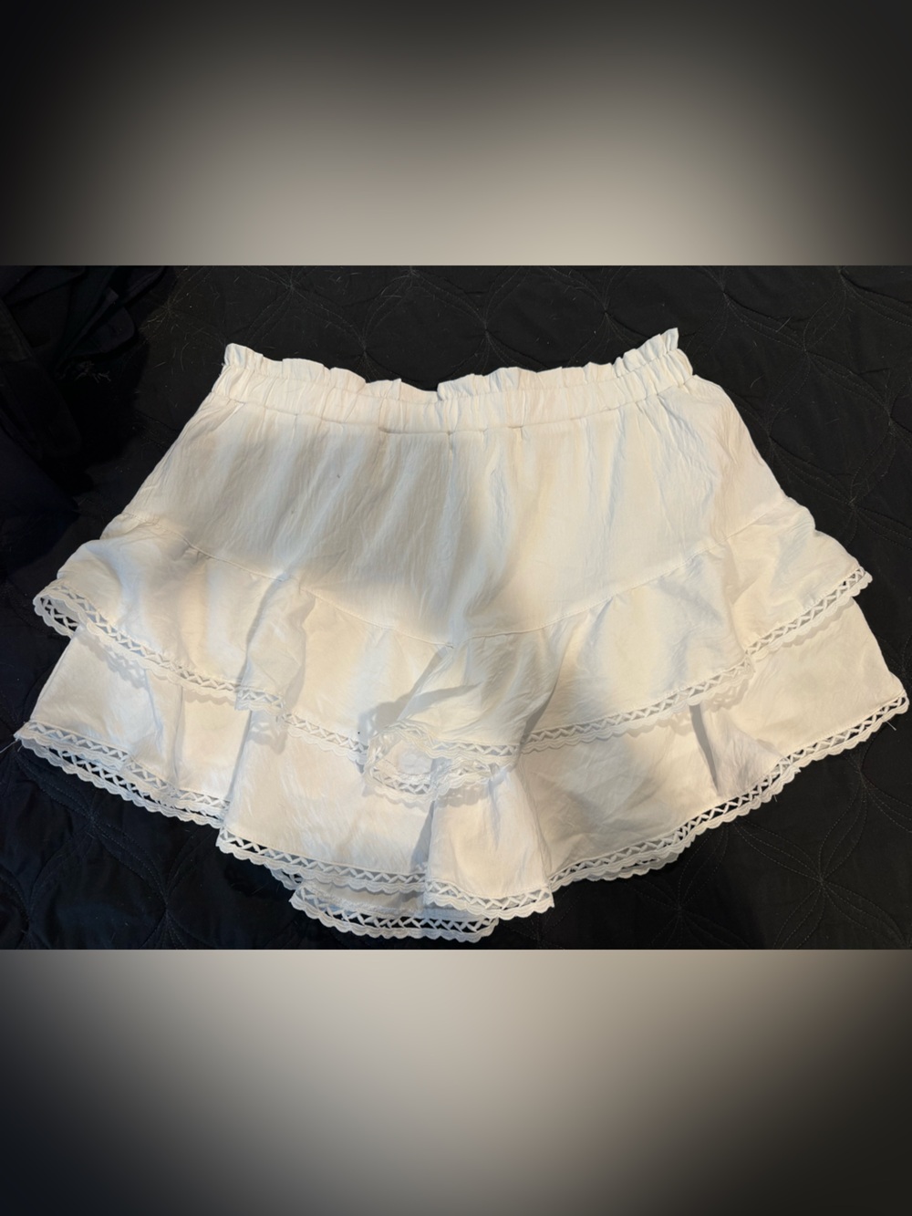 White Tiered Eyelet Mini Skirt